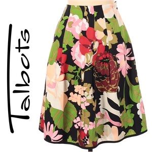 💐 Talbots, Spring Symphony Abstract Floral Motif Silk Skirt
